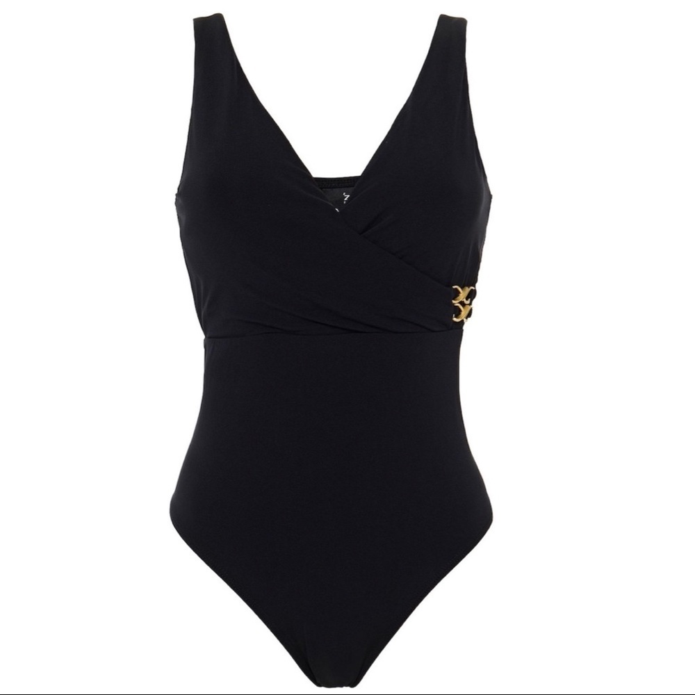 JETS swimsuit wrapeffect chain trimmed adjustable